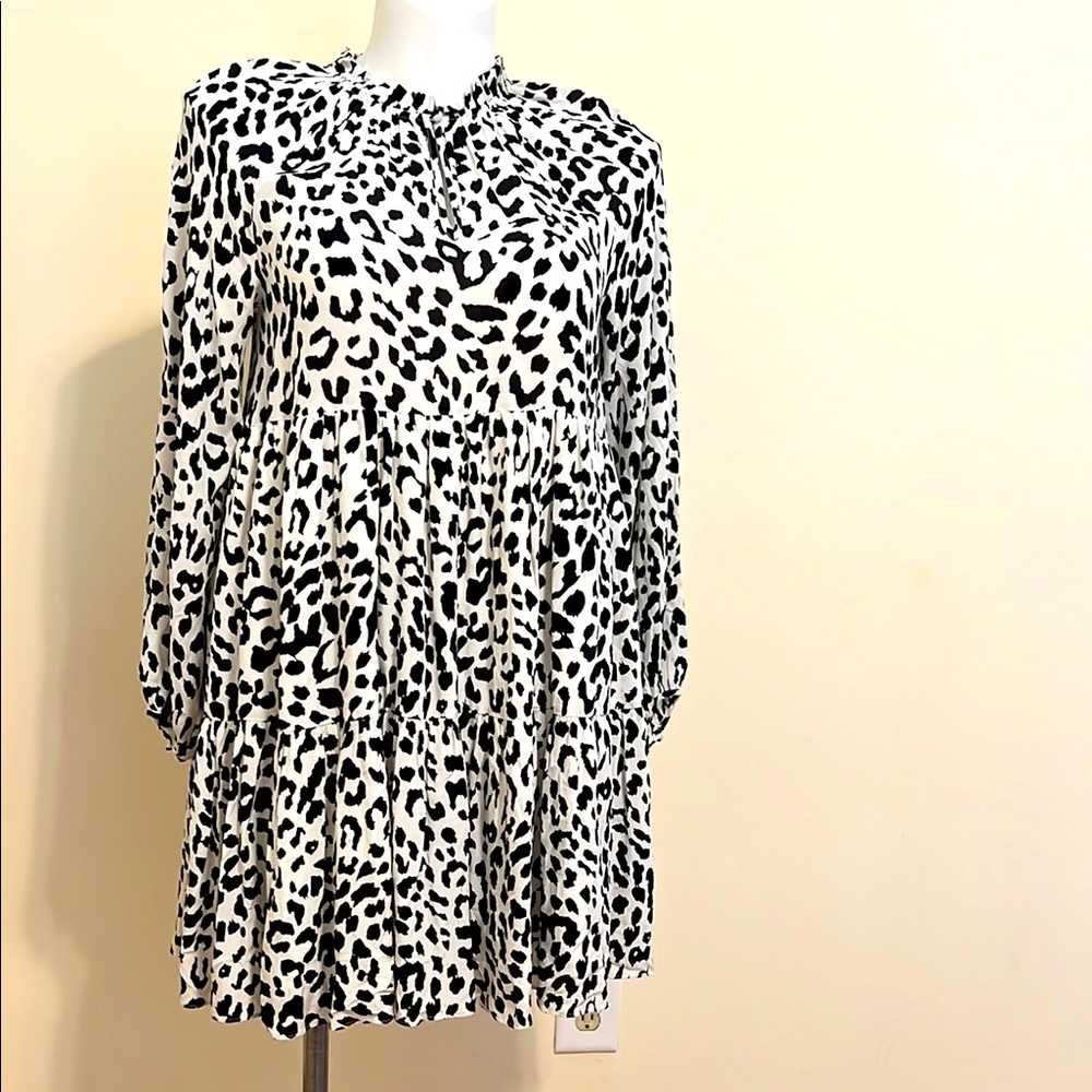 Yumi Kim Chic Black and White Leopard Print ivory aura maternity Dress size M - Picture 2 of 11